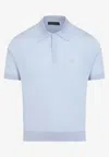 Prada Short-sleeved Wool Polo T-shirt In Blue