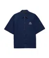 Prada Short-sleeved Zipper Shirt In Blue