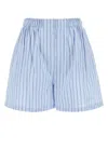Prada Striped Poplin Bermudas In Blue
