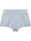 Prada Triangle-patch Jersey Mini Shorts In Blue