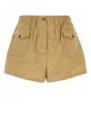 Prada Stretch Cotton Blend Shorts With Button Detail