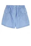 Prada Stripe Elasticized Poplin Shorts