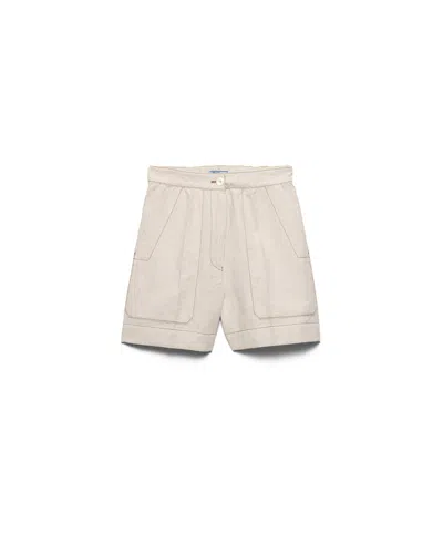 Prada Chambray Shorts In Neutral