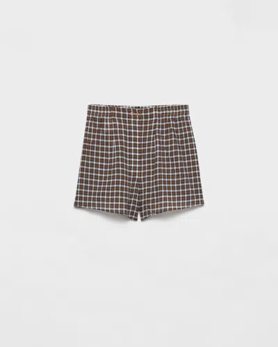 Prada Checked Georgette Shorts In Black