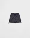 Prada Womens Blue Triangle-logo Re-nylon Shorts In Black
