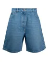 Prada Belted Shorts With Front And Back Pockets In Blue