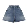Prada Cotton High Waist Shorts In Blue