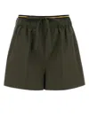 Prada Double Layer Elastic Shorts In Green