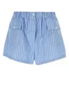 Prada Stripe Elasticized Poplin Shorts In Stripped