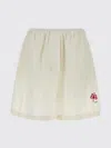 Prada Linen Shorts Elastic Waistband Relaxed Silhouette In Neutral