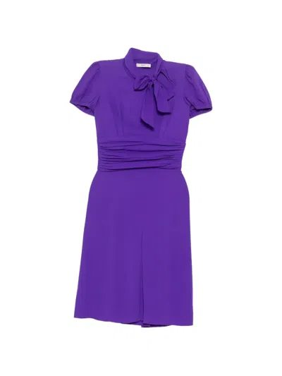 Pre-owned Prada Short-sleeve Bow Dress In Purple