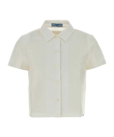 Prada Short-sleeve Boxy Shirt In White