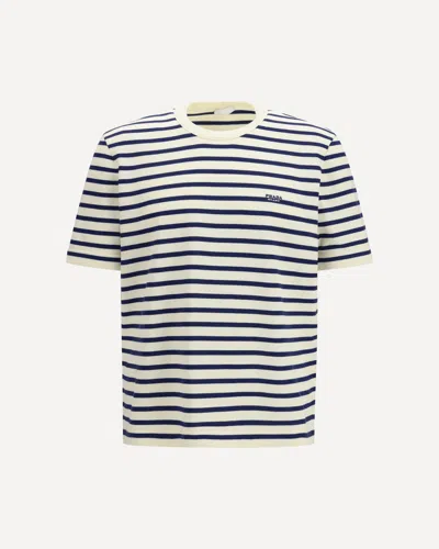 Prada Short-sleeve Cotton Sweater In Neutral