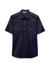 Prada Short-sleeved Buttoned Shirt In Blue