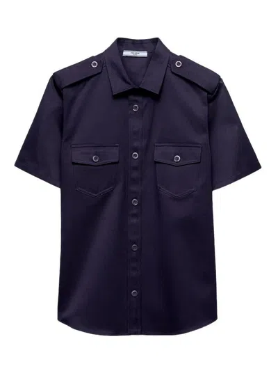 Prada Short-sleeve Uniform Shirt In Blue
