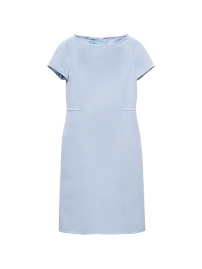 Pre-owned Prada Short-sleeve Wool Midi Dress In Blue