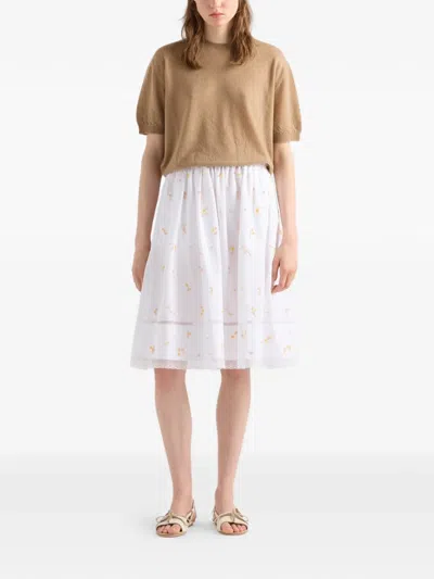 Prada Womens Neutral Short-sleeved Relaxed-fit Cashmere Jumper In Brown