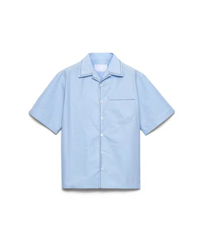Prada Short-sleeved Cotton Shirt In Blue