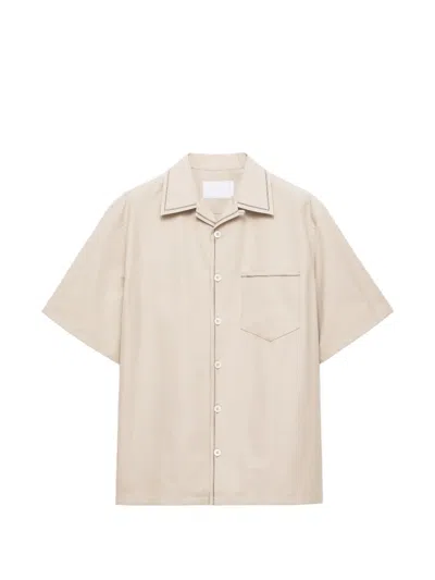 Prada Short-sleeved Cotton Shirt In Neutral