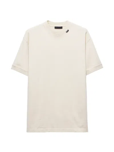 Prada Short-sleeved Cotton T-shirt In Neutral