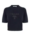Prada Short-sleeved Knit Sweater In Blue