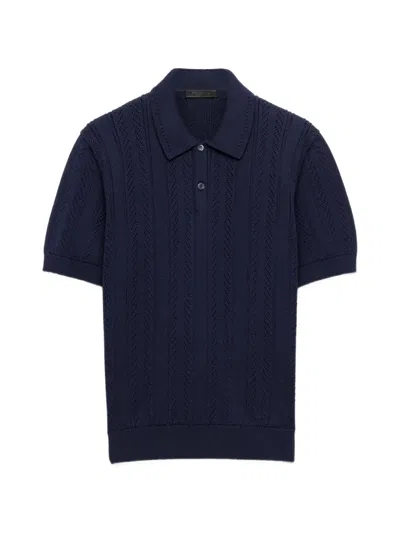 Prada Short-sleeved Openwork Cotton Polo Shirt In Multi