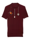 Prada Short-sleeved Wool Sweater With Pendants In Burgundy