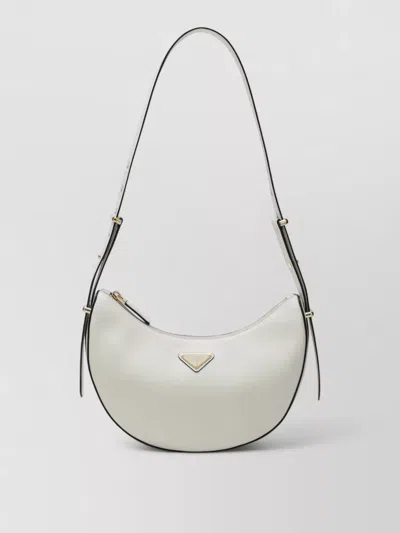 Prada Shoulder Bag Adjustable Strap Gold Tone Hardware In White