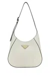 Prada Triangle-logo Leather Shoulder Bag In White