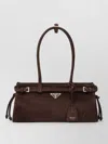 Prada Suede Shoulder Handbag With Adjustable Strap