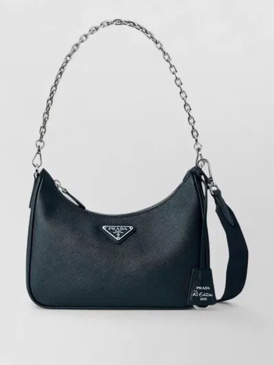 Prada Shoulder Bag Chain Strap Textured Finish