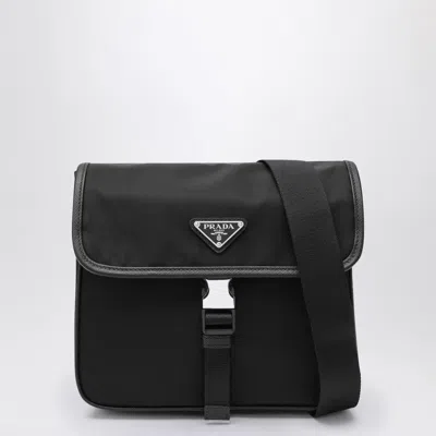 Prada Shoulder Bag In Re-nylon And Black Saffiano Men