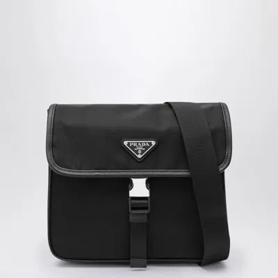 Prada Shoulder Bag In Re-nylon And Black Saffiano In Neutral