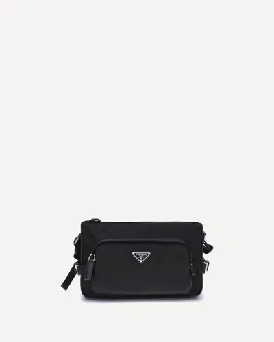 Prada Shoulder Bag In Re-nylon And Saffiano In Black