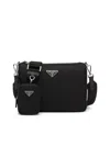 Prada Shoulder Bag In Re-nylon And Saffiano In Black