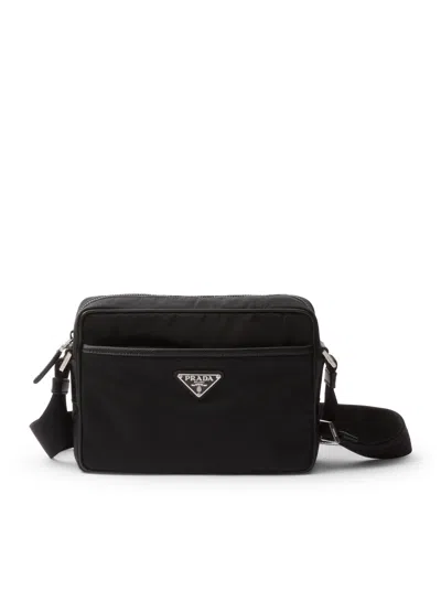 Prada Shoulder Bag In Re-nylon And Saffiano In Black