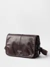 Prada Adjustable Leather Shoulder Bag With Zippered Welt Pocket In Brown