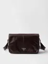 Prada Mens Grey Branded-plaque Patent-leather Shoulder Bag In Brown