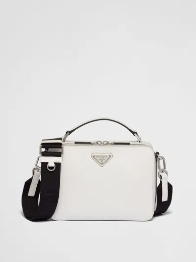 Prada Brique Saffiano Leather Bag In White