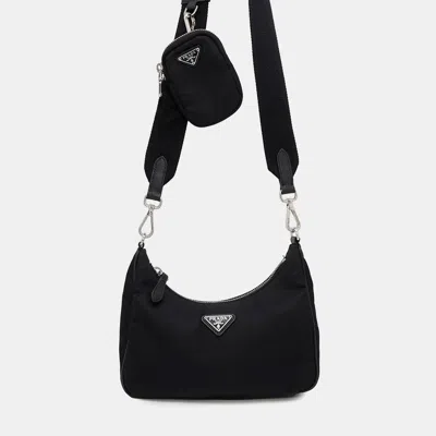 Pre-owned Prada Shoulder Bag Re-edition 2005 Black Nylon