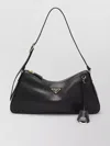 Prada Shoulder Bag Smooth Finish Adjustable Strap In Black