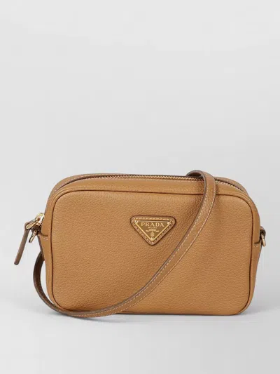 Prada Shoulder Bag Textured Finish Adjustable Strap In Brown