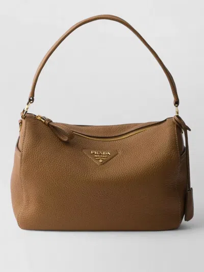 Prada Shoulder Bag Textured Finish Top Handle Strap