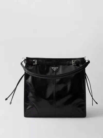 Prada Shoulder Bag Top Handle Smooth Finish In Black