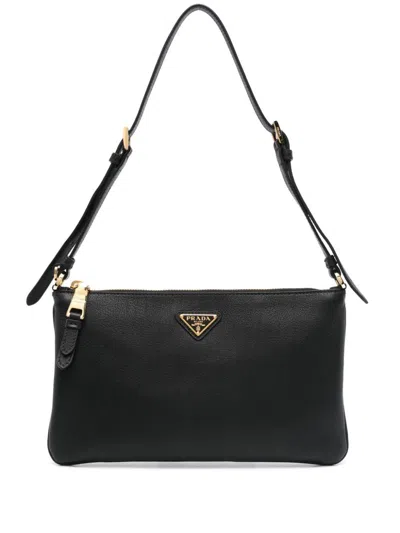 Prada Shoulder Bag With Logo In Black