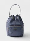 Prada Bucket Bag Adjustable Strap Top Handle In Blue
