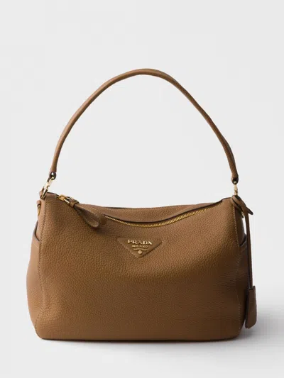 Prada Mittelgrosse Schultertasche Aus Leder In Brown
