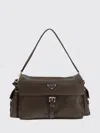 Prada Explore Large Leather Shoulder With Flap Bags In Brown