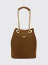 Prada Re-nylon Mariner Bucket Bag With Braided Handles In Brown