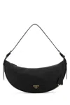 Prada Demi-lune Large Leather Shoulder Bags In Black
